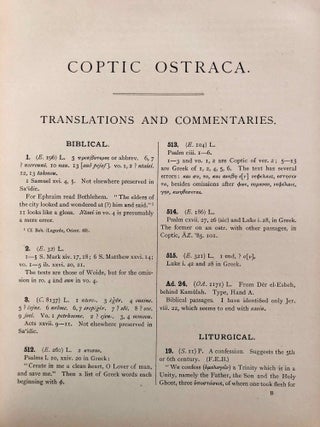 Coptic ostraca from the collections of the Egypt Exploration Fund, the Cairo Museum and others
