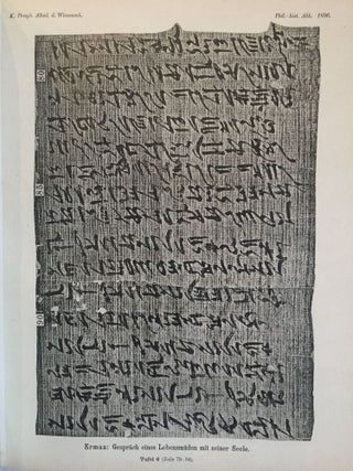 Das Gespräch eines Lebensmüden mit seiner Seele. Aus dem Papyrus 3024 der königlichen Museen.