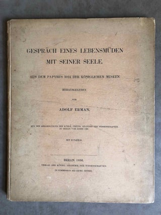Item #M2426b Das Gespräch eines Lebensmüden mit seiner Seele. Aus dem Papyrus 3024 der...