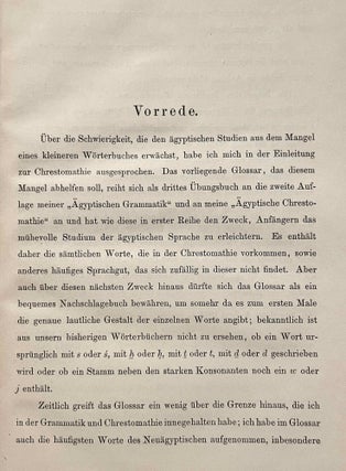 Aegyptisches Glossar. Die häufigeren Worte der aegyptischen Sprache.