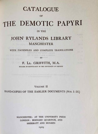 Catalogue of the demotic papyri in the John Rylands Library in Manchester. Vol. I: Atlas of Facsimiles. Vol. II: Hand-Copies of the ealier documents (Nos. I-IX). Vol. III: Key-list, translations, commentaries and indices (complete set)[newline]M2430-08.jpeg
