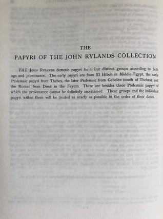 Catalogue of the demotic papyri in the John Rylands Library in Manchester. Vol. I: Atlas of Facsimiles. Vol. II: Hand-Copies of the ealier documents (Nos. I-IX). Vol. III: Key-list, translations, commentaries and indices (complete set)[newline]M2430-23.jpeg