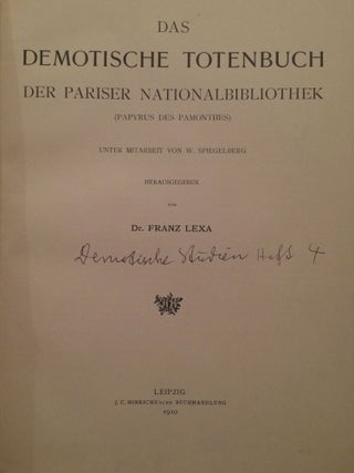 Das demotische Totenbuch der Pariser Nationalbibliothek