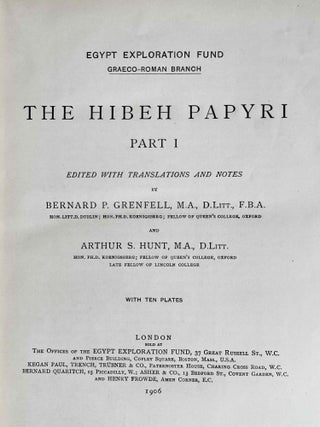 The Hibeh Papyri. Edited with English Translations and Notes. Vol. I & II (complete set)[newline]M2479a-02.jpeg