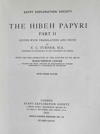 The Hibeh Papyri. Edited with English Translations and Notes. Vol. I & II (complete set)[newline]M2479a-26.jpeg