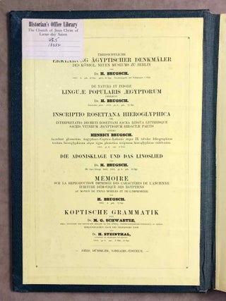 Grammaire démotique. Contenant les principes généraux de la langue et de l'écriture populaires des Anciens Egyptiens. Avec un tableau général des signes démotiques et dix planches y annexées.