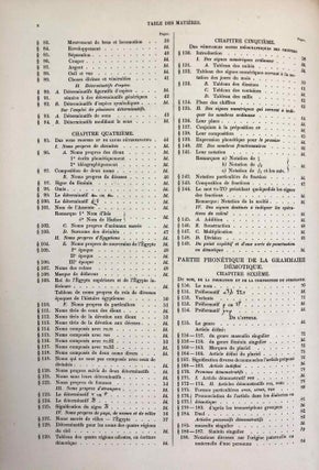 Grammaire démotique. Contenant les principes généraux de la langue et de l'écriture populaires des Anciens Egyptiens. Avec un tableau général des signes démotiques et dix planches y annexées.