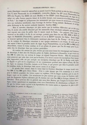 Grammaire démotique. Contenant les principes généraux de la langue et de l'écriture populaires des Anciens Egyptiens. Avec un tableau général des signes démotiques et dix planches y annexées.