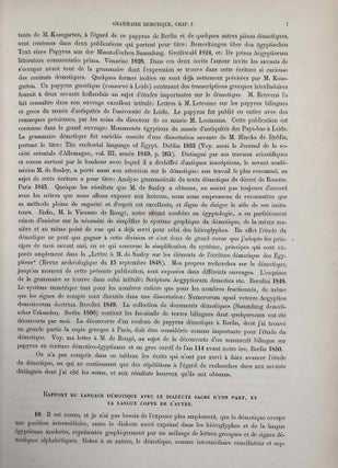 Grammaire démotique. Contenant les principes généraux de la langue et de l'écriture populaires des Anciens Egyptiens. Avec un tableau général des signes démotiques et dix planches y annexées.