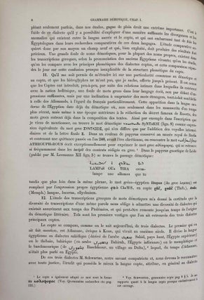 Grammaire démotique. Contenant les principes généraux de la langue et de l'écriture populaires des Anciens Egyptiens. Avec un tableau général des signes démotiques et dix planches y annexées.