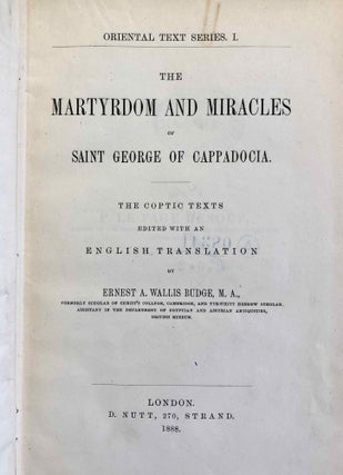 The Martyrdom and Miracles of Saint George of Cappadocia. The Coptic texts edited with an English translation.[newline]M2517a-03.jpg