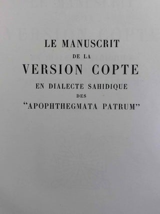 Le manuscrit de la version copte en dialecte sahidique des “Apophthegmata Patrum.”