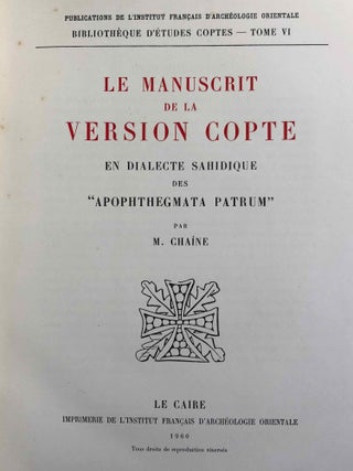 Le manuscrit de la version copte en dialecte sahidique des “Apophthegmata Patrum.”