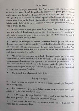 Le manuscrit de la version copte en dialecte sahidique des “Apophthegmata Patrum.”