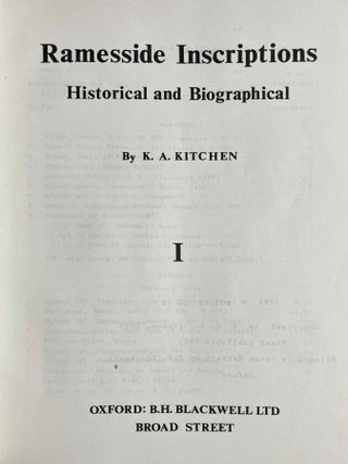 Ramesside inscriptions. Historical and biographical. Vol. I to VIII (complete set)[newline]M2534g-01.jpeg