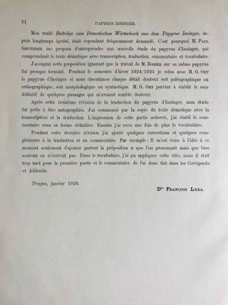 Papyrus Insinger. Tome I: Texte, transcription, traduction et commentaire. Tome II: Vocabulaire, étude historique et grammaticale (complete set). Les enseignements moraux d’un scribe égyptien du premier siècle après J.-C. Texte démotique avec transcription, traduction française, commentaire, vocabulaire et introduction grammaticale et littéraire.
