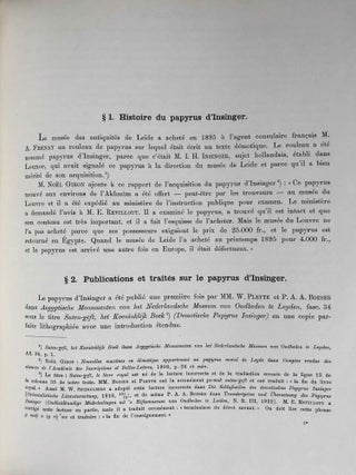 Papyrus Insinger. Tome I: Texte, transcription, traduction et commentaire. Tome II: Vocabulaire, étude historique et grammaticale (complete set). Les enseignements moraux d’un scribe égyptien du premier siècle après J.-C. Texte démotique avec transcription, traduction française, commentaire, vocabulaire et introduction grammaticale et littéraire.
