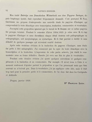 Papyrus Insinger. Tome I: Texte, transcription, traduction et commentaire. Tome II: Vocabulaire, étude historique et grammaticale (complete set). Les enseignements moraux d’un scribe égyptien du premier siècle après J.-C. Texte démotique avec transcription, traduction française, commentaire, vocabulaire et introduction grammaticale et littéraire.