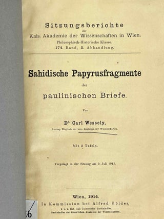Sahidische Papyrusfragmente der paulinischen Briefe