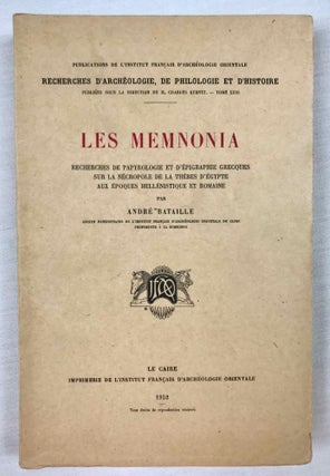 Item #M2573b Les Memnonia. Recherches de papyrologie et d’épigraphie grecques sur la...