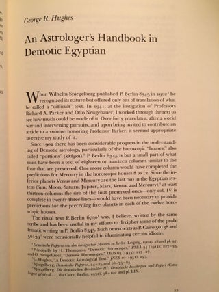 Festschrift Richard A. Parker. Egyptological Studies in Honor of Richard A. Parker. Presented on the occasion of his 78th birthday, December 10, 1983.. On the occasion of his 78th birthday, December 10, 1983. Edited by Leonard H. Lesko. Texts by 12 contributors, including B.V. Bothmer and H. de Meulenaere, J.J. Clère, I.E.S. Edwards, H. Goedicke, B.S. Lesko, L.H. Lesko.[newline]M2588b-09.jpg