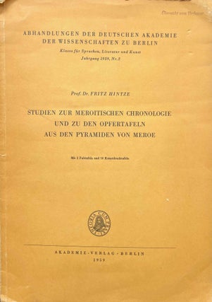 Item #M2591c Studien zur meroitischen Chronologie und zu den Opfertafeln aus den Pyramiden von...