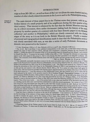 Catalogue of Demotic Papyri in the British Museum. Vol. I: A Theban Archive of the Reign of Ptolemy I, Soter