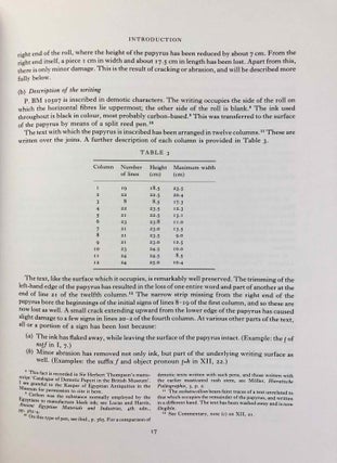 Catalogue of Demotic Papyri in the British Museum. Vol. III: The Mortuary Texts of Papyrus BM 10507