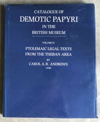 Item #M2601a Catalogue of Demotic Papyri in the British Museum. Vol. IV: Ptolemaic Legal Texts...[newline]M2601a.jpg