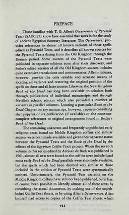 Index of the Spells on Egyptian Middle Kingdom Coffins and Related Documents