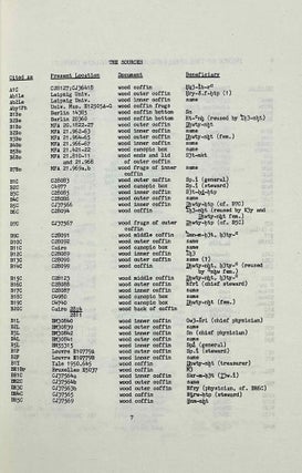 Index of the Spells on Egyptian Middle Kingdom Coffins and Related Documents