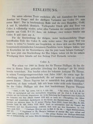 Der Papyruscodex saec. VI-VII der Phillippsbibliothek in Cheltenham. Koptische theologische Schriften. Herausgegeben und übersetzt. Mit einem Beitrag von A. Ehrhard.