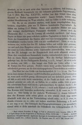 Der Papyruscodex saec. VI-VII der Phillippsbibliothek in Cheltenham. Koptische theologische Schriften. Herausgegeben und übersetzt. Mit einem Beitrag von A. Ehrhard.