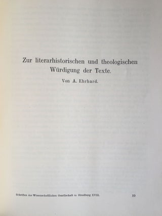 Der Papyruscodex saec. VI-VII der Phillippsbibliothek in Cheltenham. Koptische theologische Schriften. Herausgegeben und übersetzt. Mit einem Beitrag von A. Ehrhard.