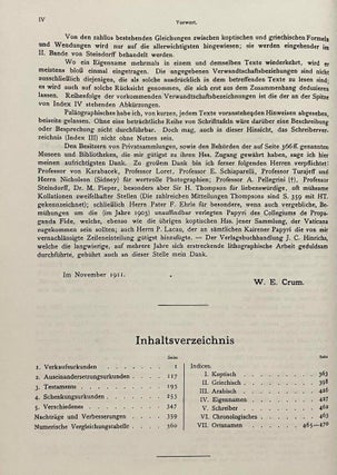 Koptische Rechtsurkunden des achten Jahrhunderts aus Djême (Theben). I. Band: Texte und Indices von W.E. Crum