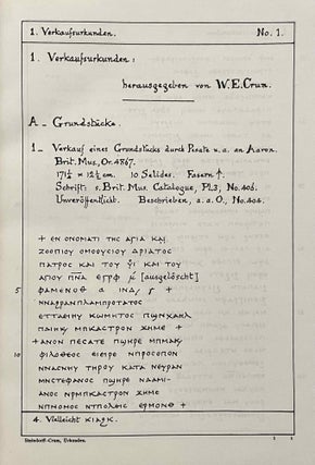 Koptische Rechtsurkunden des achten Jahrhunderts aus Djême (Theben). I. Band: Texte und Indices von W.E. Crum