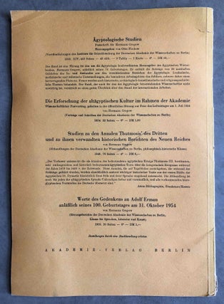Zur ägyptischen Wortforschung V. Proben aus den Wörterbüchern zu den medizinischen Texten.