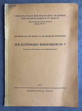 Item #M2635d Zur ägyptischen Wortforschung V. Proben aus den Wörterbüchern zu den...