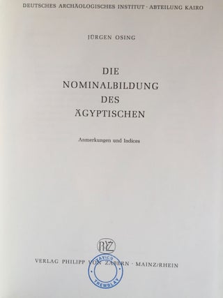 Die Nominalbildung des Ägyptischen. Band I: Textband. Band II: Anmerkungen und Indices (complete set)[newline]M2641b-13.jpg