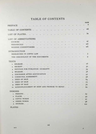 Ten Coptic Legal Texts. Edited with translation, commentary, and indexes together with an introduction.
