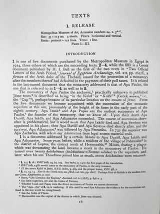Ten Coptic Legal Texts. Edited with translation, commentary, and indexes together with an introduction.
