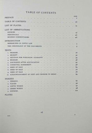 Ten Coptic Legal Texts. Edited with translation, commentary, and indexes together with an introduction.