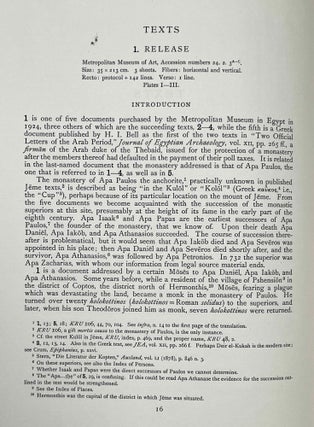 Ten Coptic Legal Texts. Edited with translation, commentary, and indexes together with an introduction.