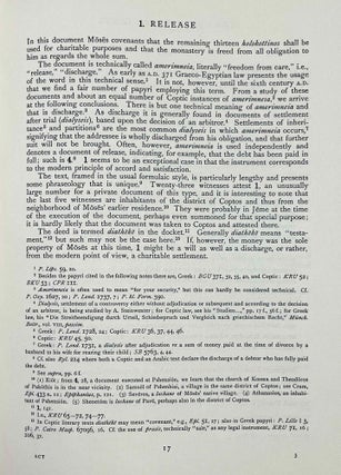 Ten Coptic Legal Texts. Edited with translation, commentary, and indexes together with an introduction.