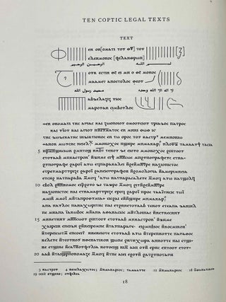 Ten Coptic Legal Texts. Edited with translation, commentary, and indexes together with an introduction.