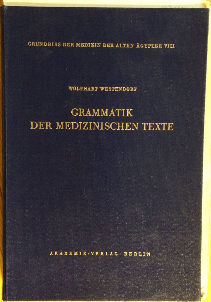 Item #M2650 Grammatik der medizinischen Texte. WESTENDORF Wolfhart.[newline]M2650.jpg