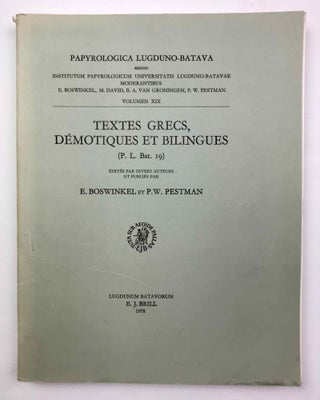 Item #M2659a Textes grecs, démotiques et bilingues. BOSWINKEL Ernst - PESTMAN Pieter Willem[newline]M2659a-00.jpeg