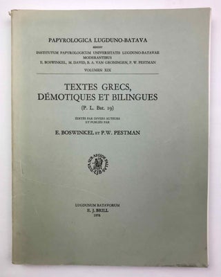 Item #M2659a Textes grecs, démotiques et bilingues. BOSWINKEL Ernst - PESTMAN Pieter Willem