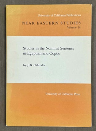 Item #M2662a Studies in the Nominal Sentence in Egyptian and Coptic. CALLENDER John B[newline]M2662a-00.jpeg