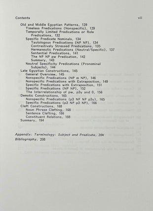 Studies in the Nominal Sentence in Egyptian and Coptic